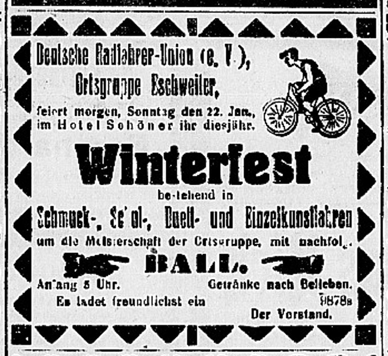 Bild: Auch mit einer Zeitungsanzeige warben die Eschweiler Radfahrer für ihr Winterfest